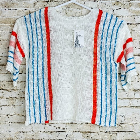 Nanu Beige & Red Stripe Sweater Tops Long Sleeve S - Picture 5 of 5